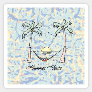 Tropical Beach Theme On Tie Dye Pattern Sticker